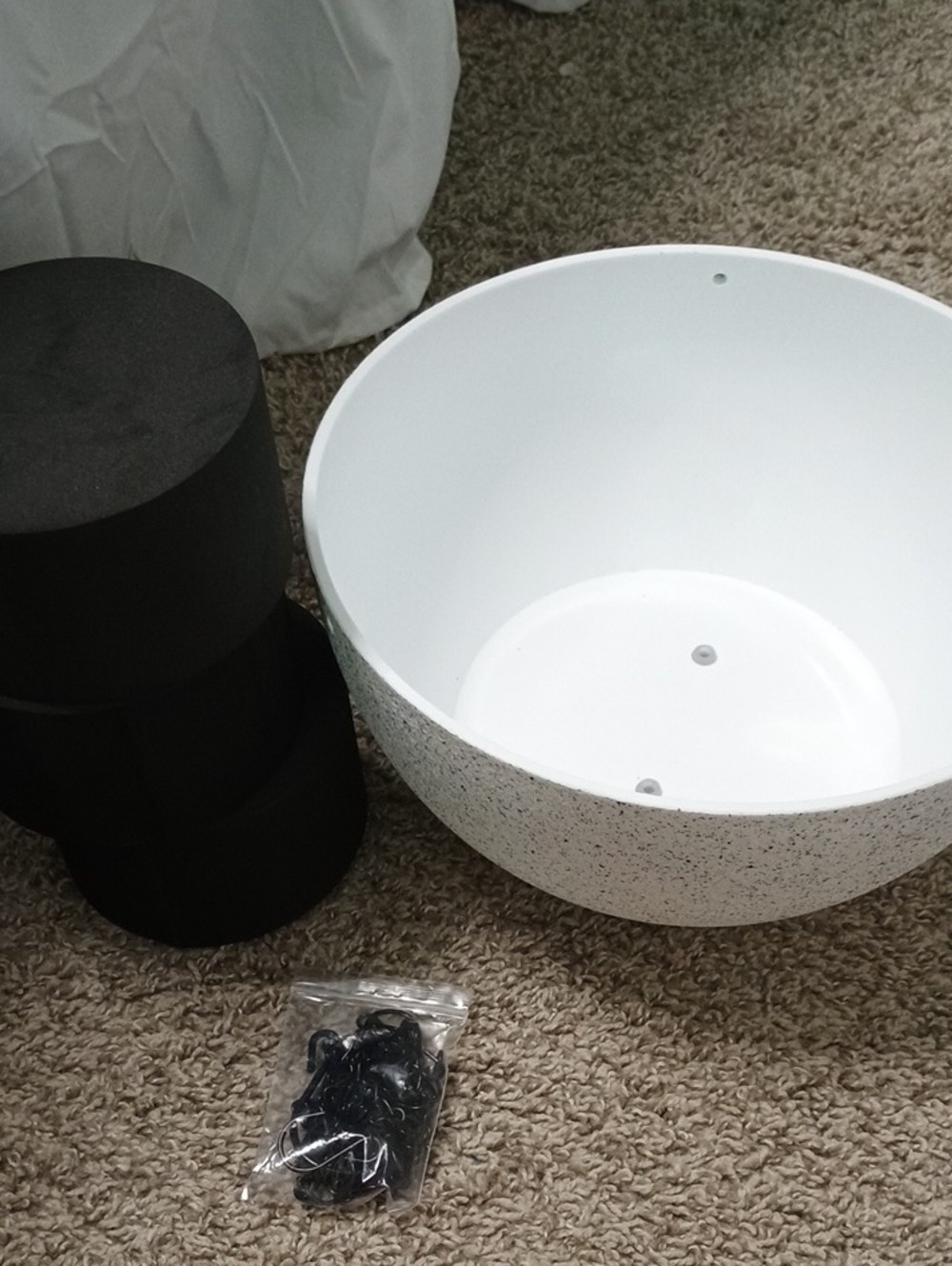 White Speckled Planter Bowl with Drainage